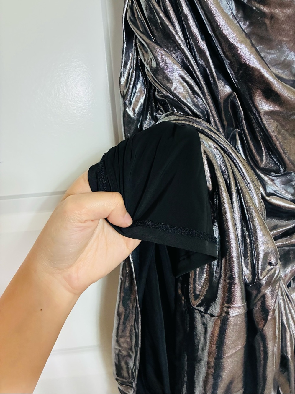 Fashion Nova Silver Metallic One-Shoulder Dress NWT 2X - Picture 13 of 16